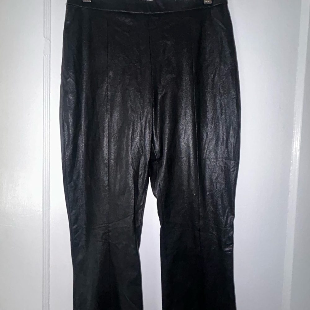Womens Amanda Uprichard Faux Leather cropped Pants black NWT sz SM inseam 26” - Picture 4 of 13